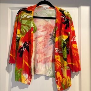 Joseph A. Orange Floral Cardigan